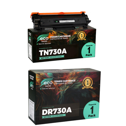 Brother TN730 DR730 Compatible Toner Cartridge and Drum Combo - With Chip - Economical Box